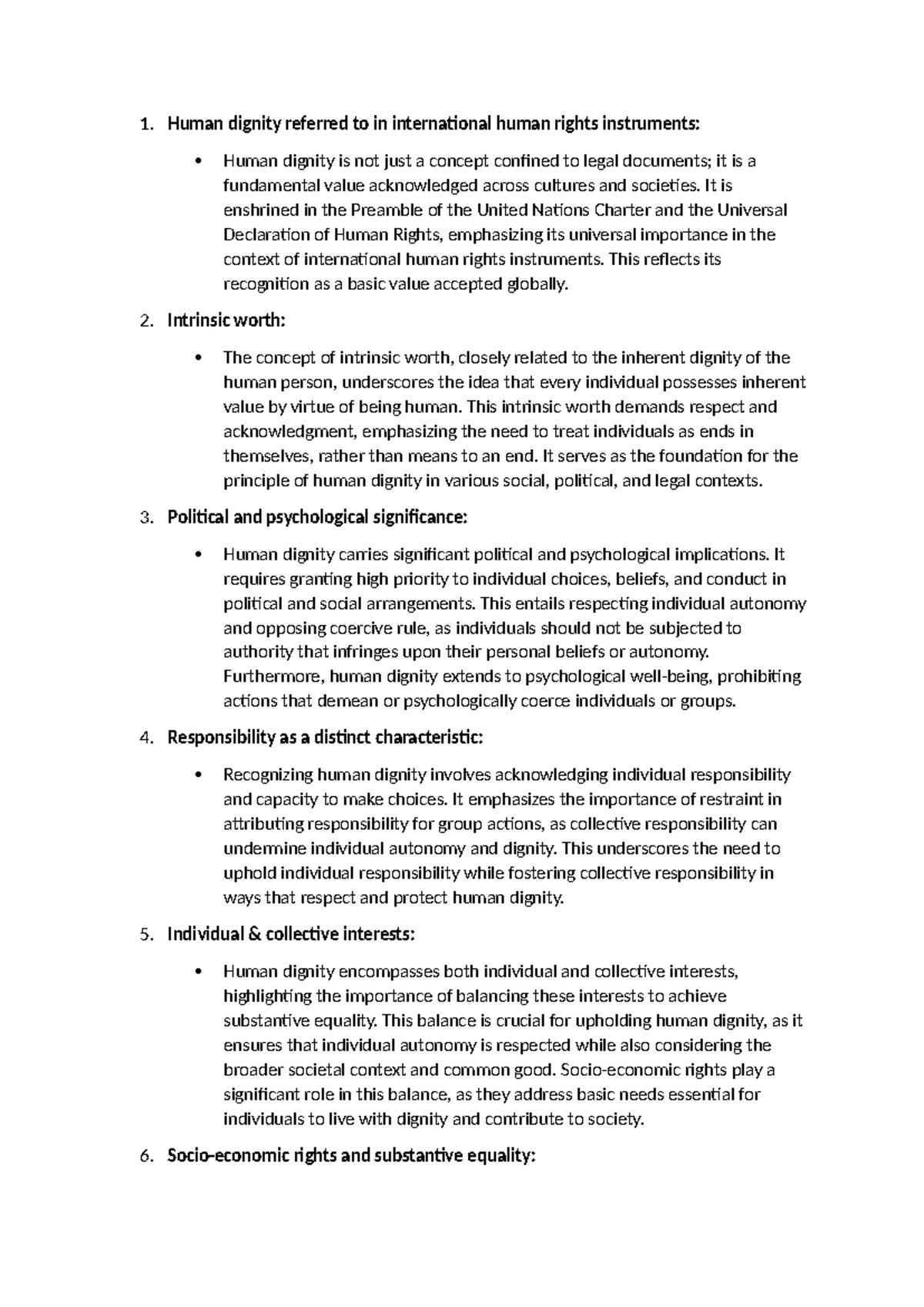 Human Dignity in International Human Rights Instruments: A Study - Studocu