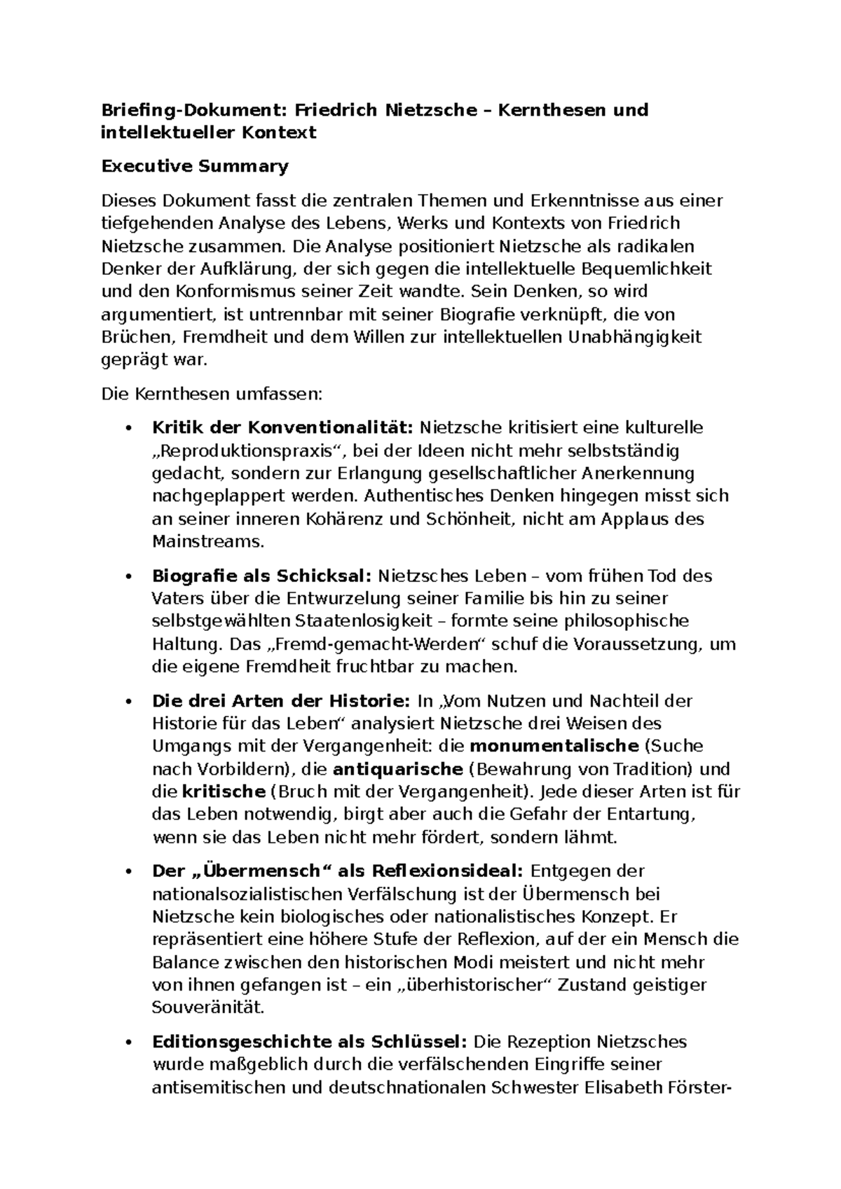 Vorlesung Nietzsche: Kernthesen und Kontextanalyse (WS 25) - Studocu