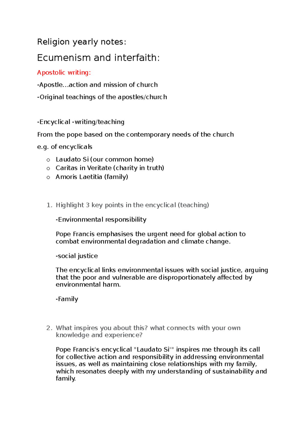 Religion Yearly Notes: Ecumenism, Interfaith, and Abrahamic Faiths ...