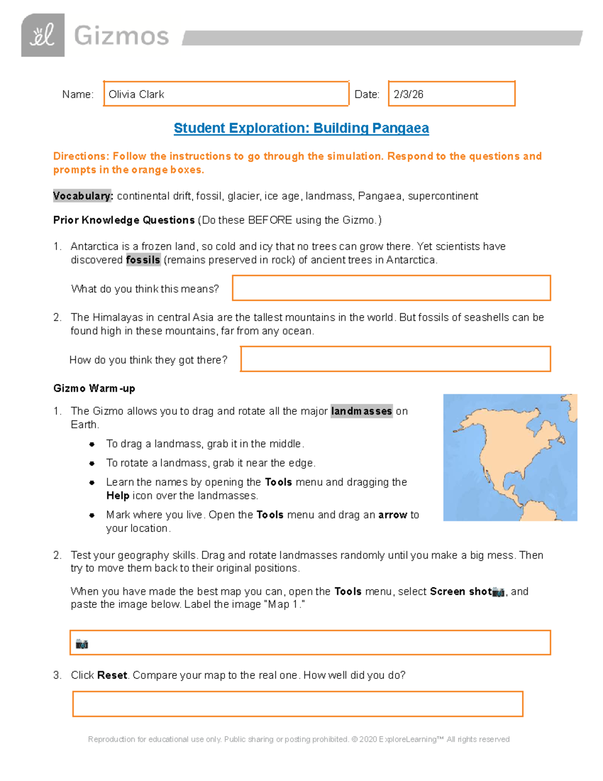 Exploring Continental Drift: Building Pangaea SE Activity - Studocu