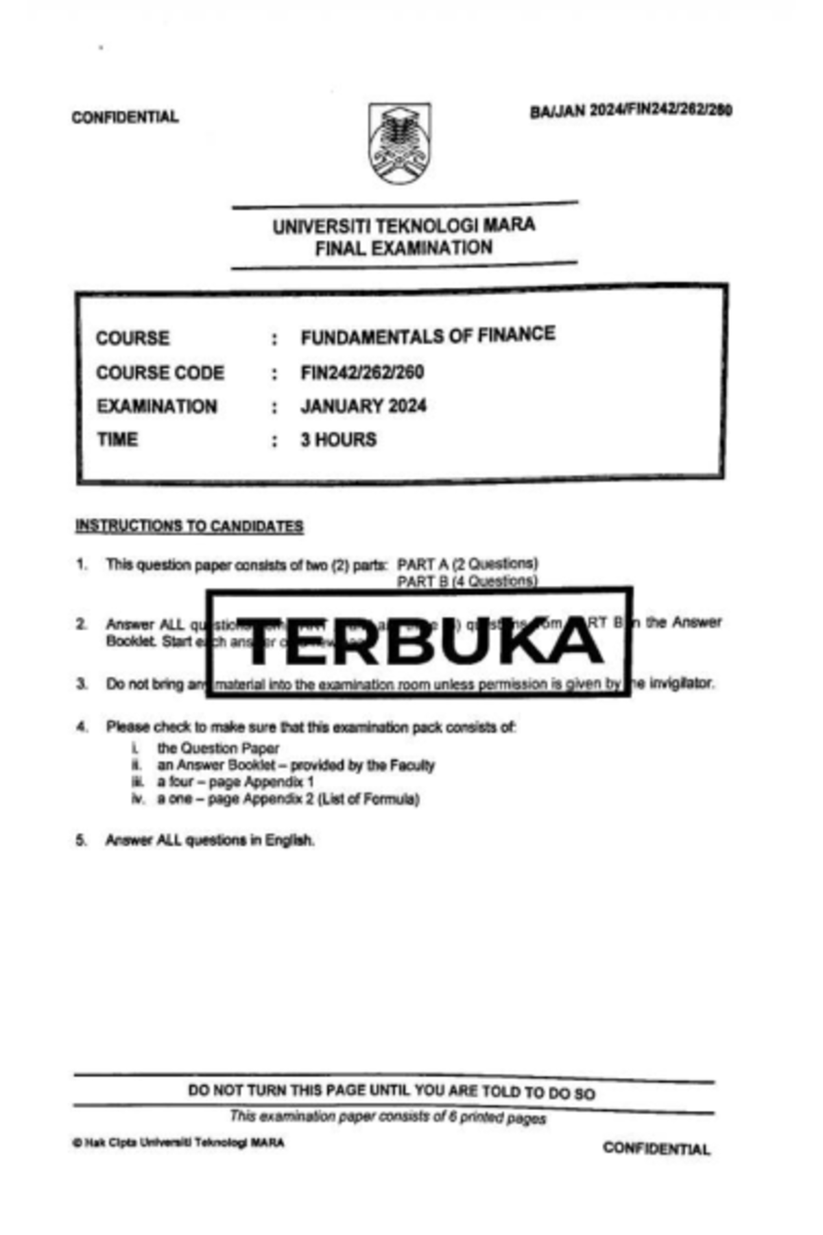 FIN242 JAN 2024 - FINAL EXAMINATION QUESTIONS & INSTRUCTIONS - Studocu