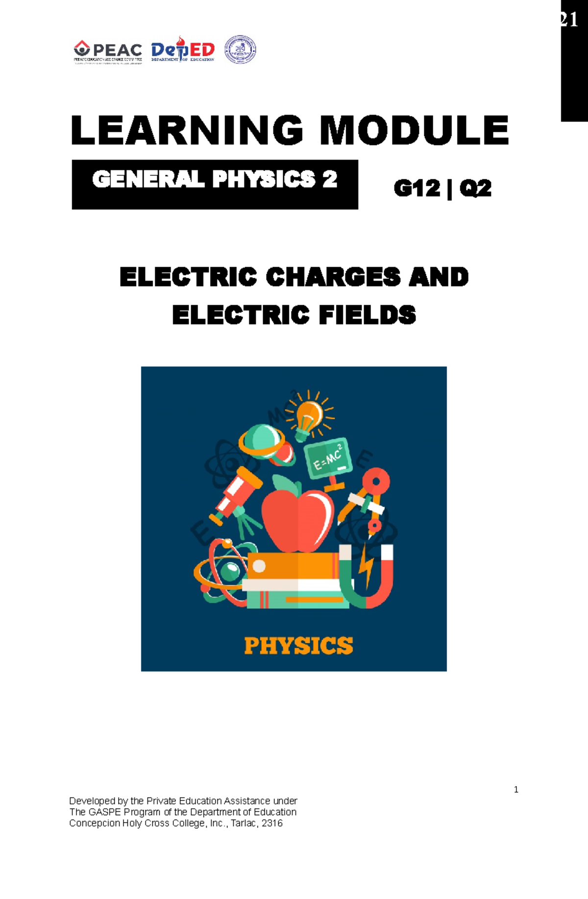 General Physics 2 Module 2 (Lesson 1).docx - LEARNING MODULE ELECTRIC ...