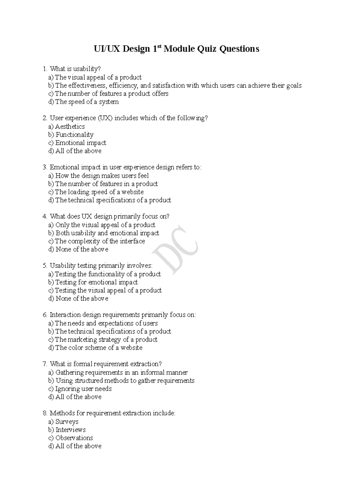 UI & UX 1st Module Quiz Questions and Answers - Studocu