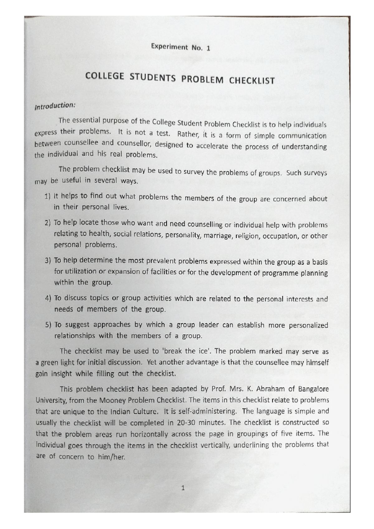 1715665589193 - College Students Problem Checklist: Experiment No. 1 ...