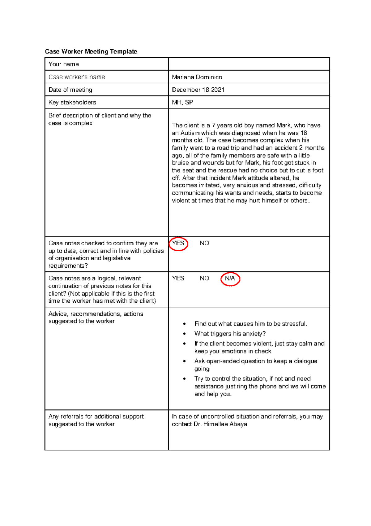 Chccsm 006 - Case Worker Meeting - Case Worker Meeting Template Your ...