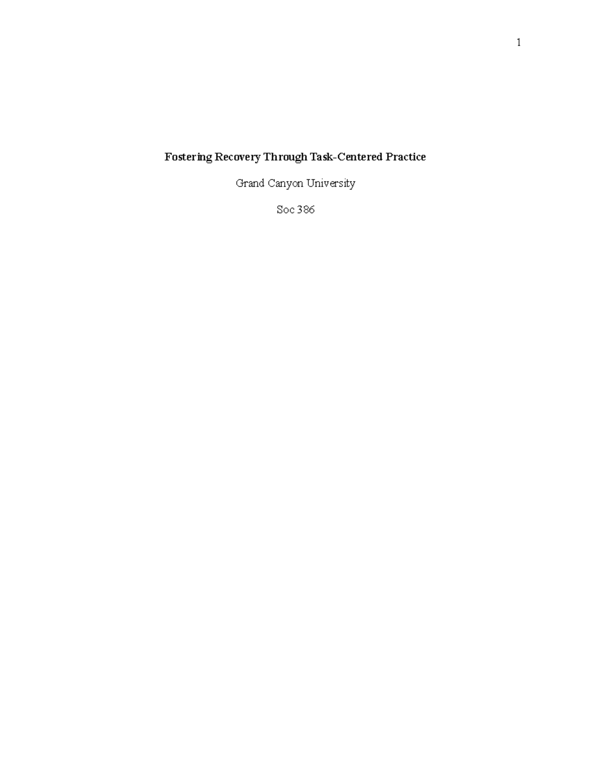 Fostering Recovery Through Task-Centered Practice - Social workers ...
