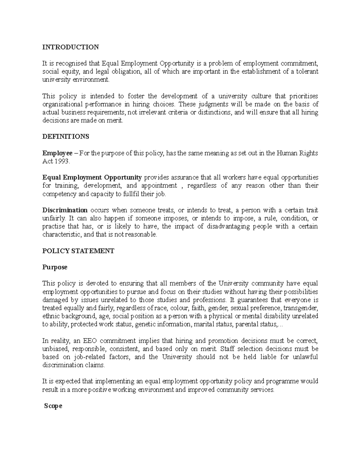 EEOP(600) - Equal Employment Opportunity Policy Overview - Studocu