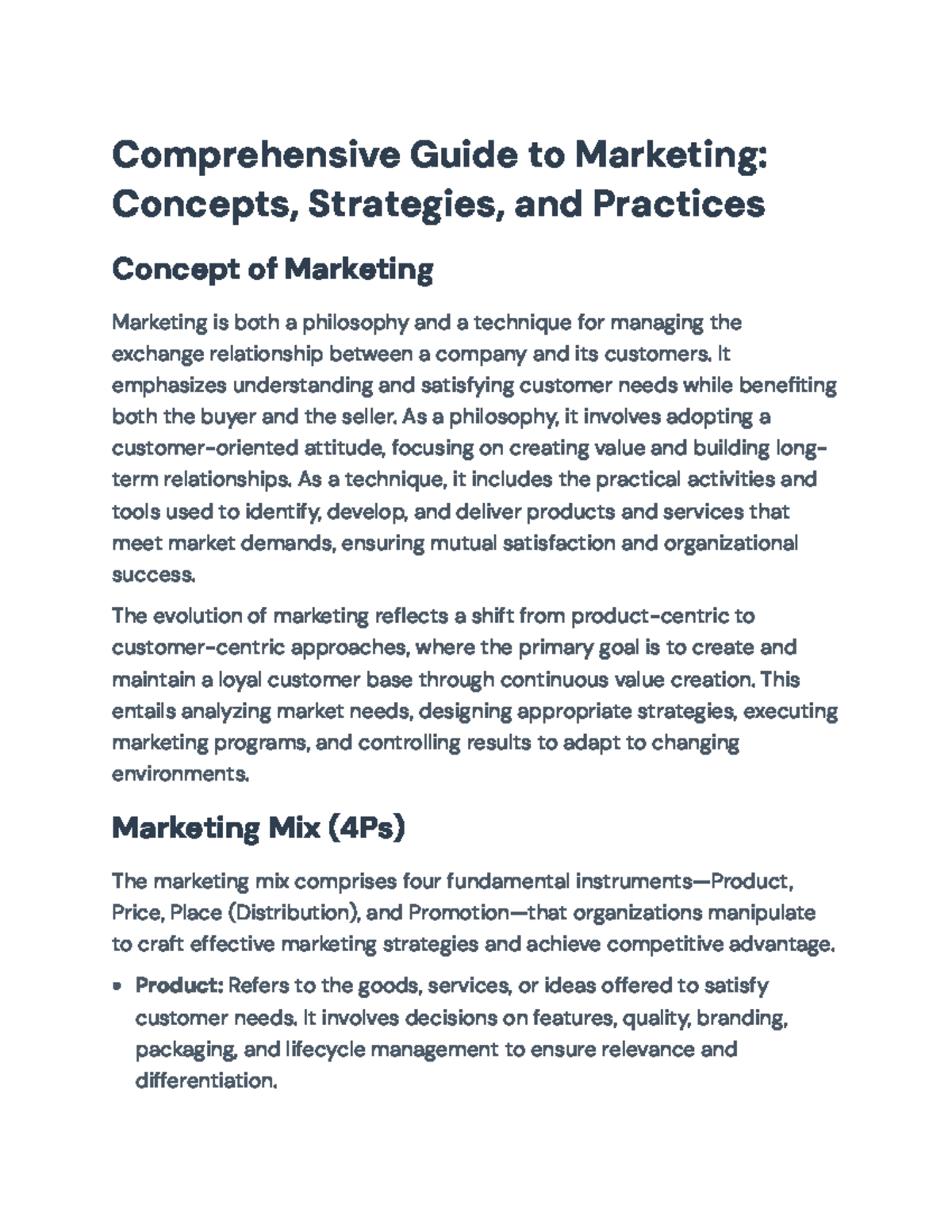 Comprehensive Marketing Overview: Concepts, Strategies, and Practices ...