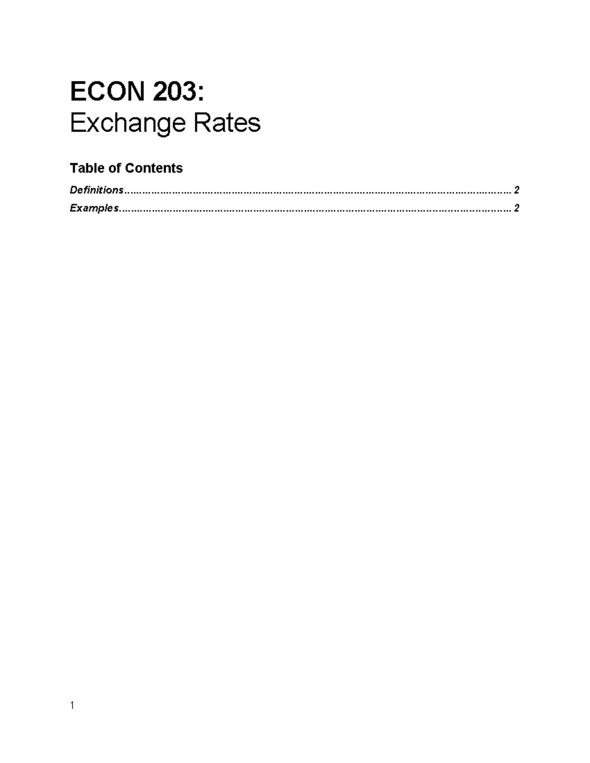 ECON 203: Understanding Exchange Rates and Their Impact - Studocu