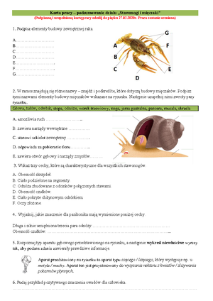 Różnorodność Organizmów Lądowych Sprawdzian Klasa 6 www.studocu.com