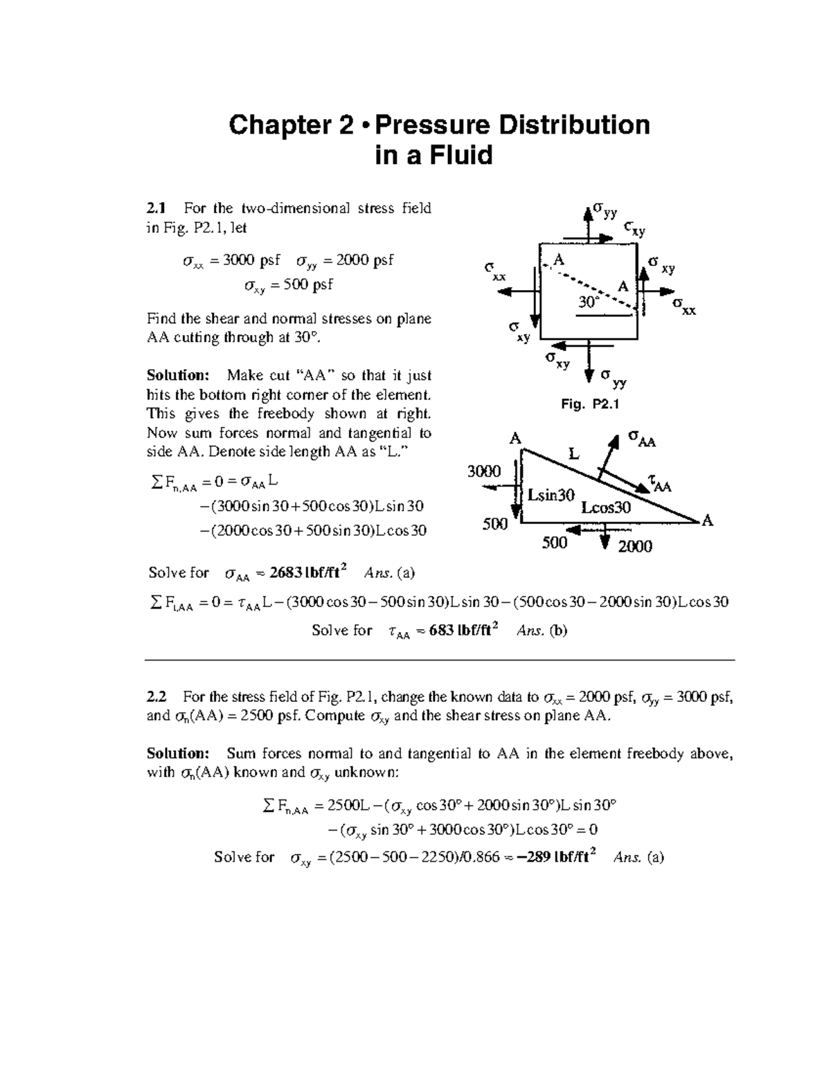 Ch02 솔루션 A - Summary Fluid Mechanics - Chapter 2 • Pressure ...