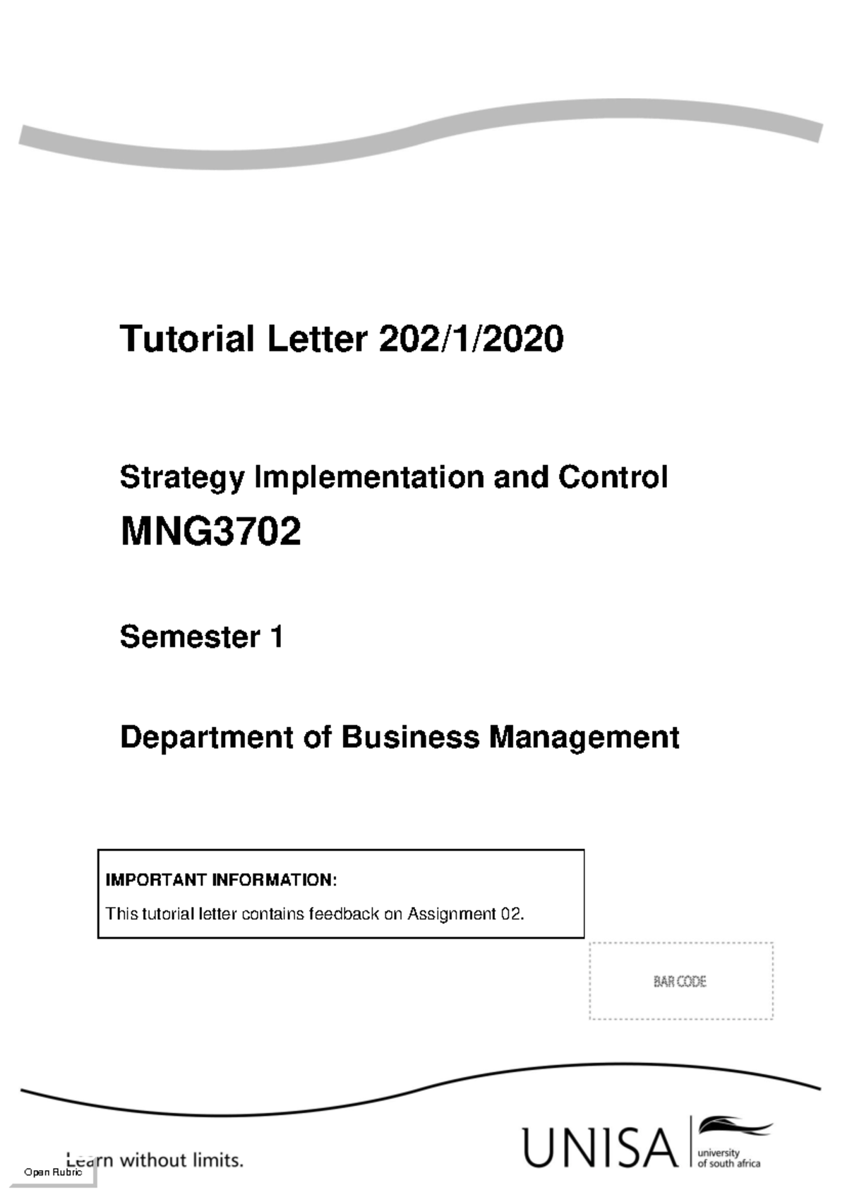 MNG3702 Tutorial Letter 2021 - Assignment 02 Feedback and Analysis ...