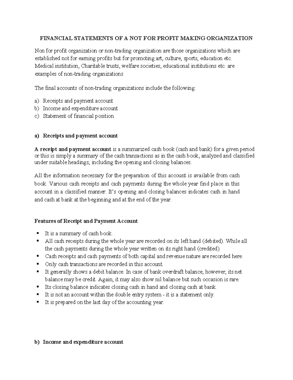 FIN 101: Financial Statements for Non-Profit Organizations - Studocu