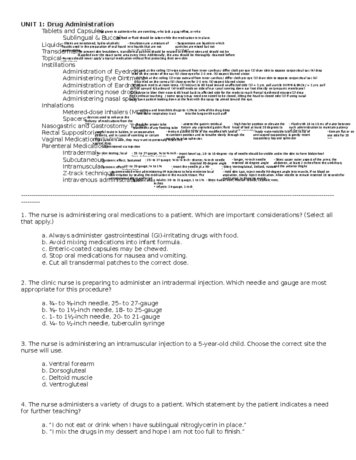 Unit 1 - Drug Administration - Notes - UNIT 1: Drug Administration ...
