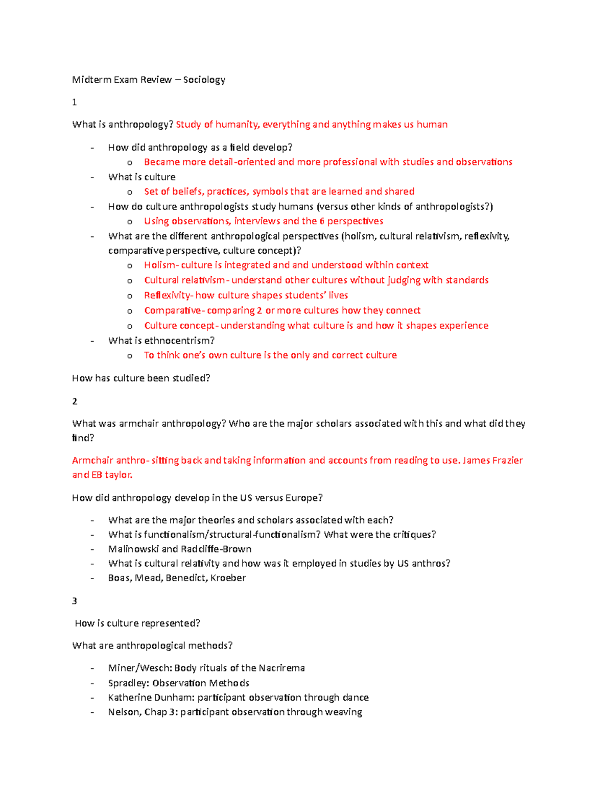 Midterm Exam Study Guide - Sociology - Midterm Exam Review – Sociology ...