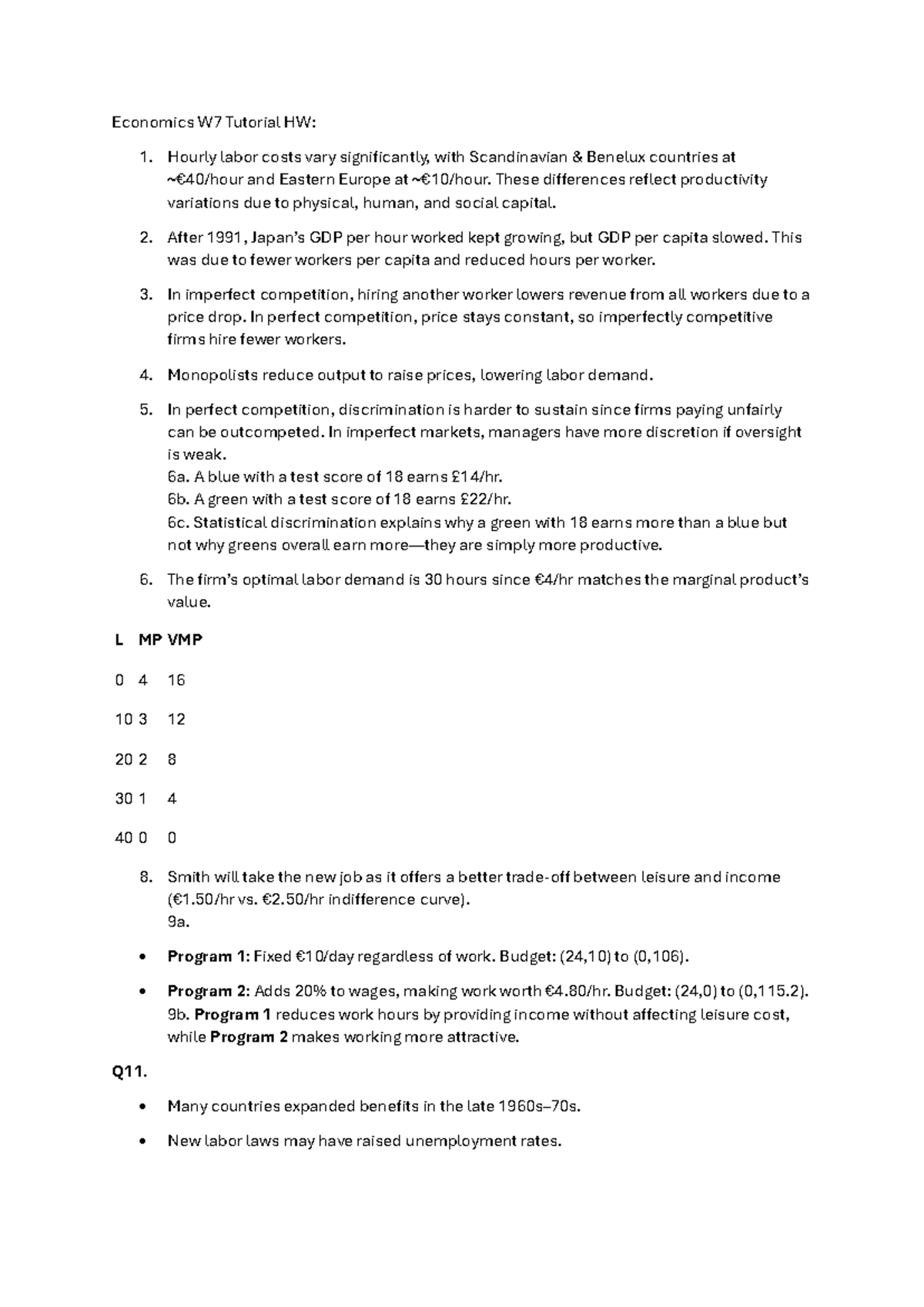 Econ HW S2 W8 - Econ HW solutions S2 W8. Tutorial work solution ...