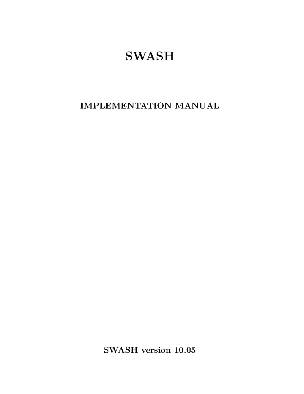 SWASH Implementation Manual v10.05: Comprehensive Guide for Users - Studocu