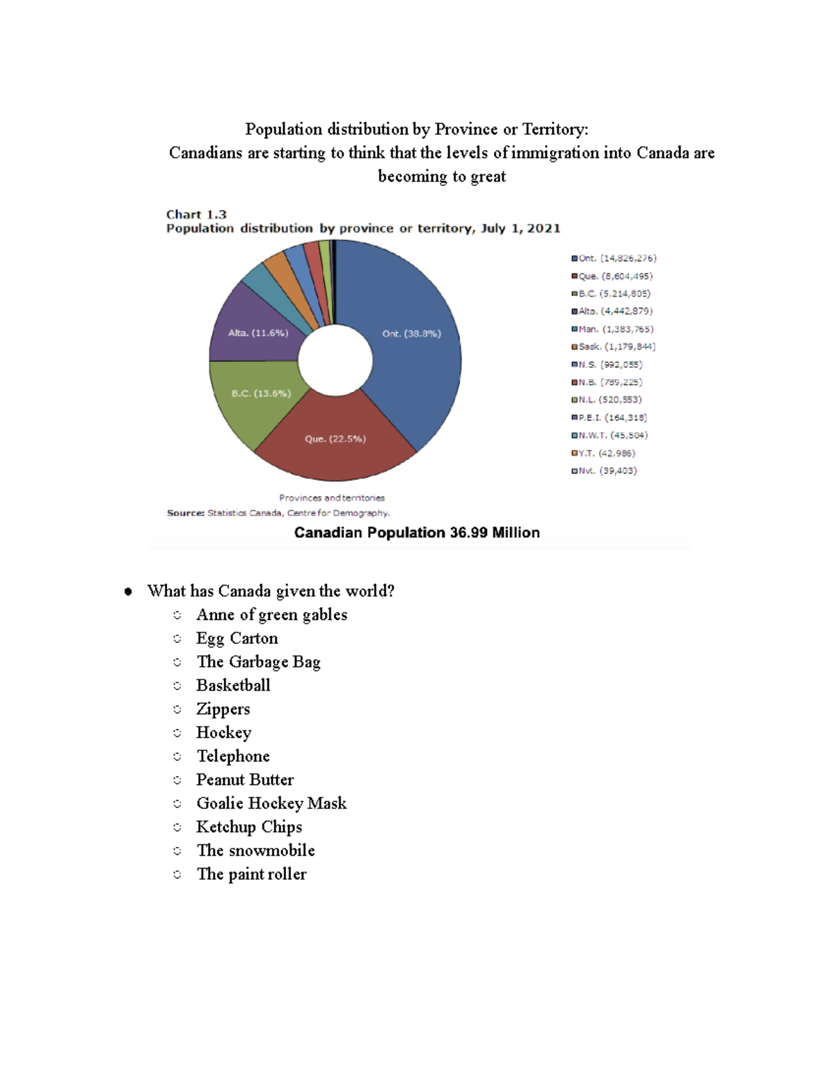 Week 3 - Canadian identity, Racial and ethnic structure - Population ...