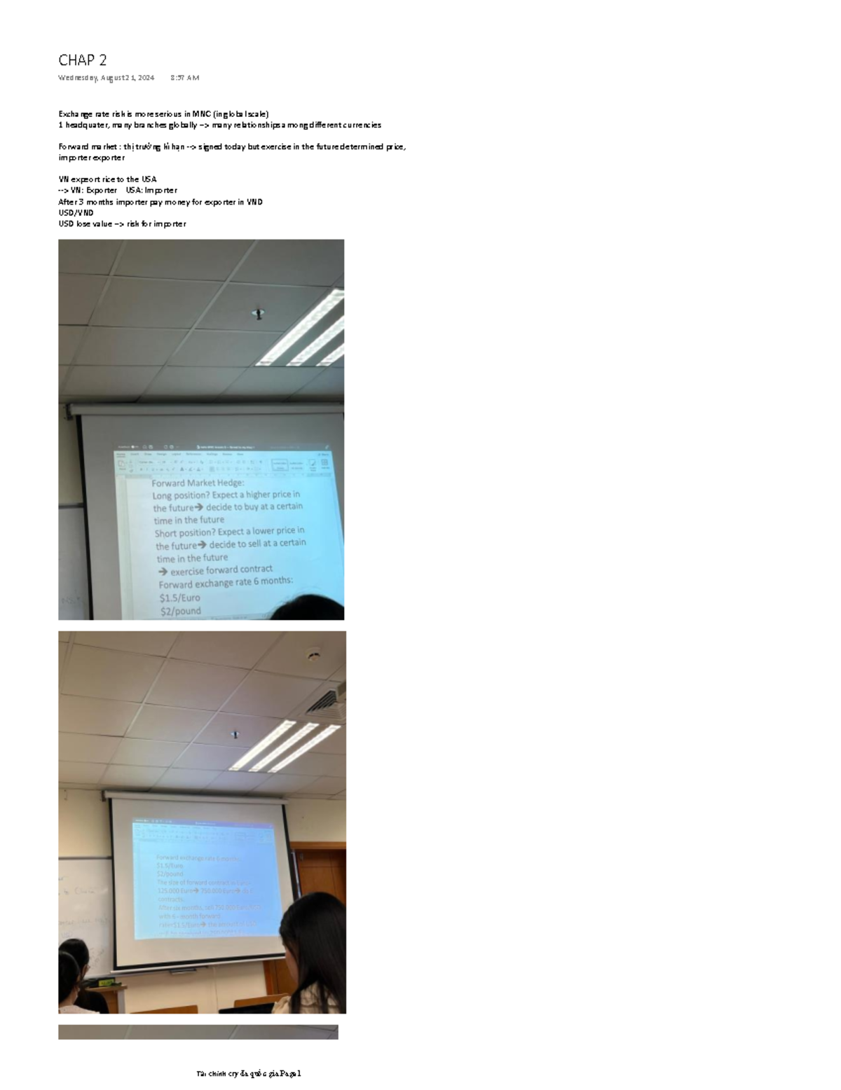 CHAP-2 - exercise - Exchange rate risk is more serious in MNC (in ...