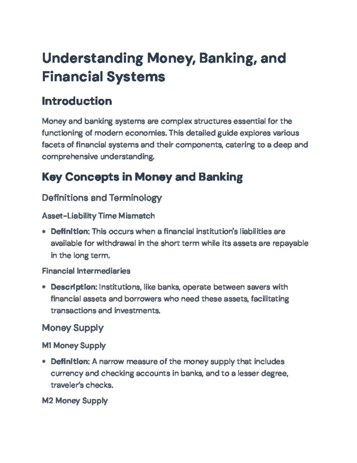 Understanding Money, Banking, and Financial Systems: A Detailed Guide ...