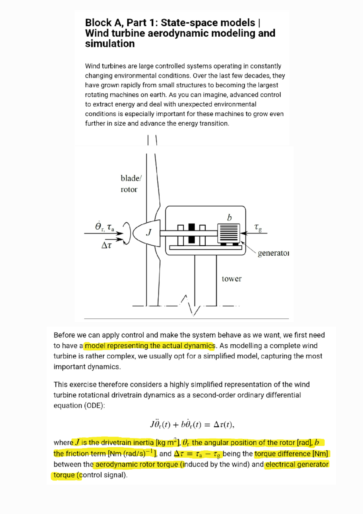 Block A S+R Final Assignment: Wind Turbine Dynamics and Control ...