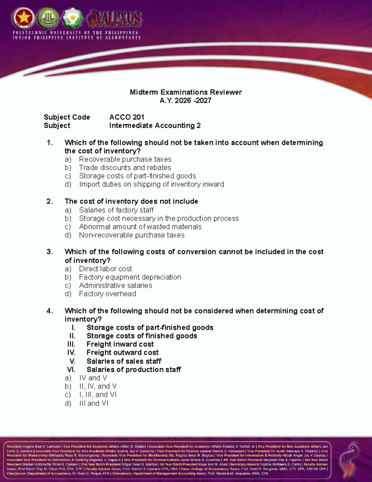 2nd Yr MT Intermediate Accounting 2 (2627) Exam Notes on Inventory ...