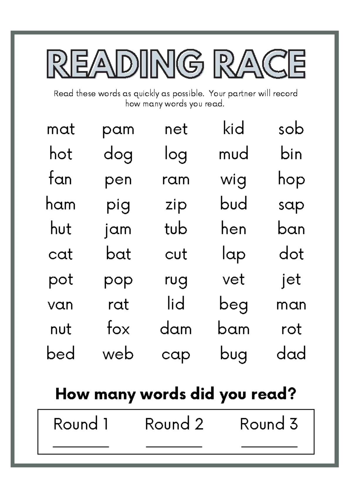 Reading Race: Sight Words & Nonsense Words Practice - Drake - Studocu
