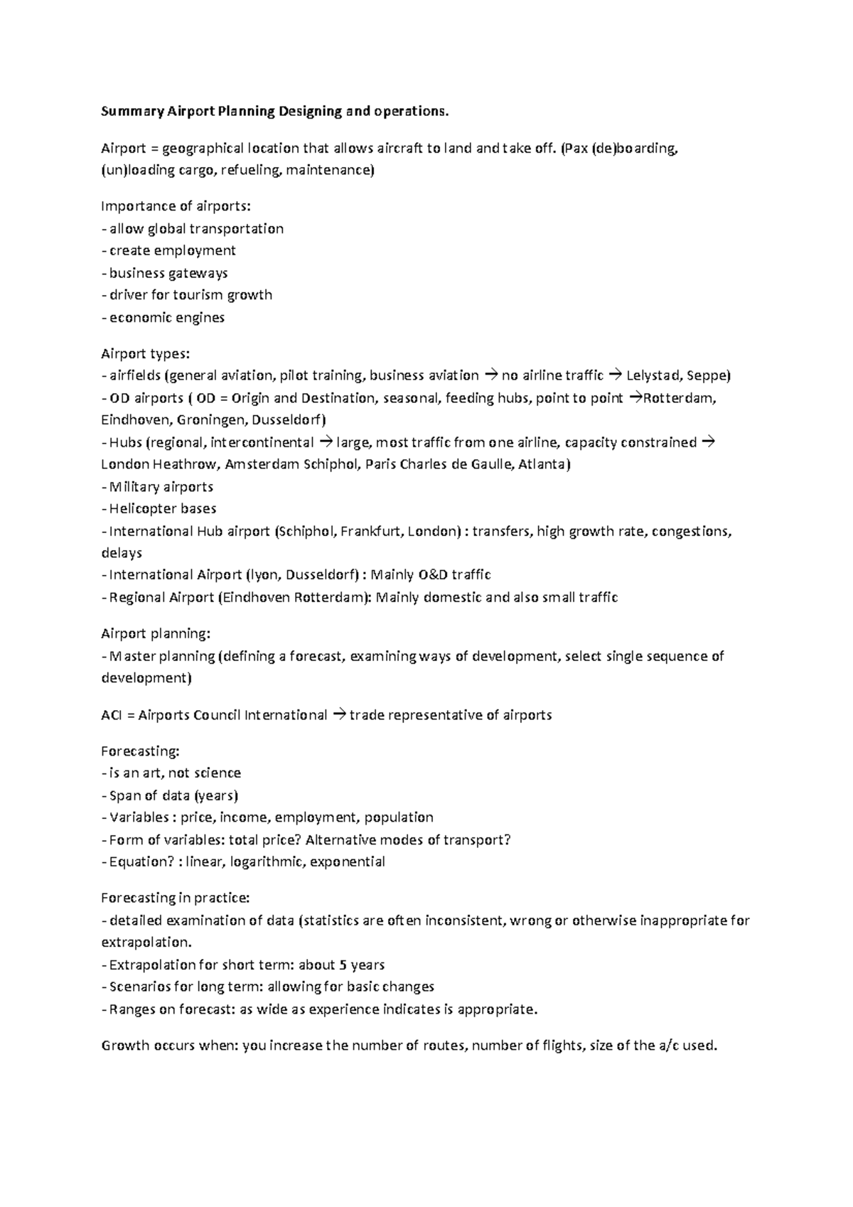 Comprehensive Summary of Airport Planning, Design, and Operations (APDO ...
