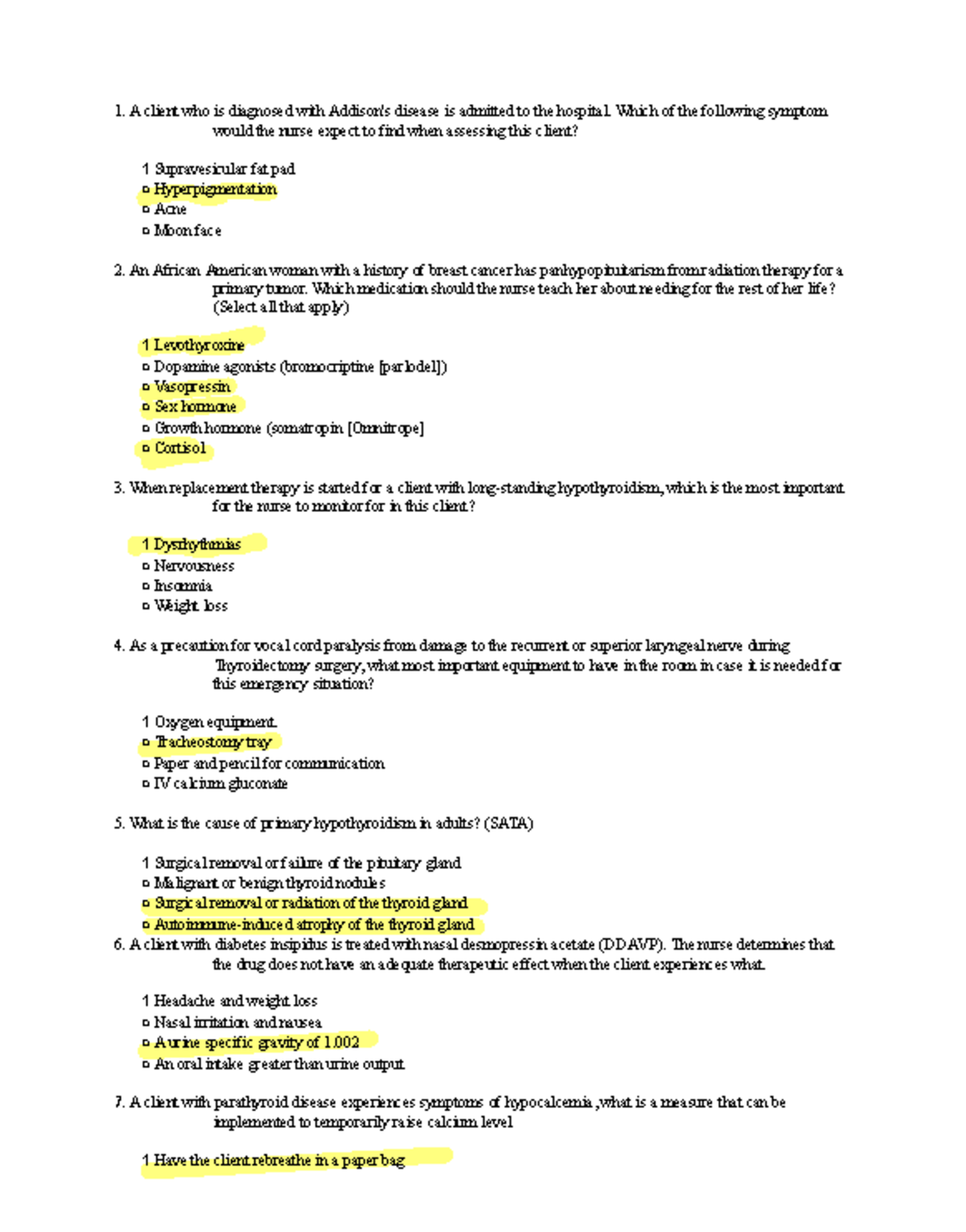 EXAM 3 - NUR2212: Endocrine Disorders Nursing Assessment Guide - Studocu