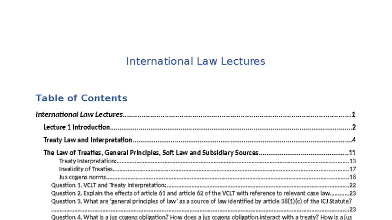 International Law Lectures: Comprehensive Overview and Key Topics - Studocu