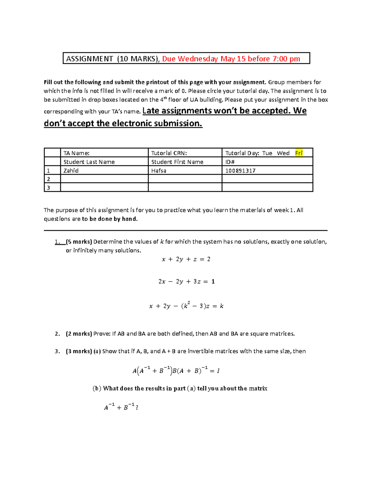Assignment 1-1 - Mathematical Practice Questions for UHUHUOH - Studocu