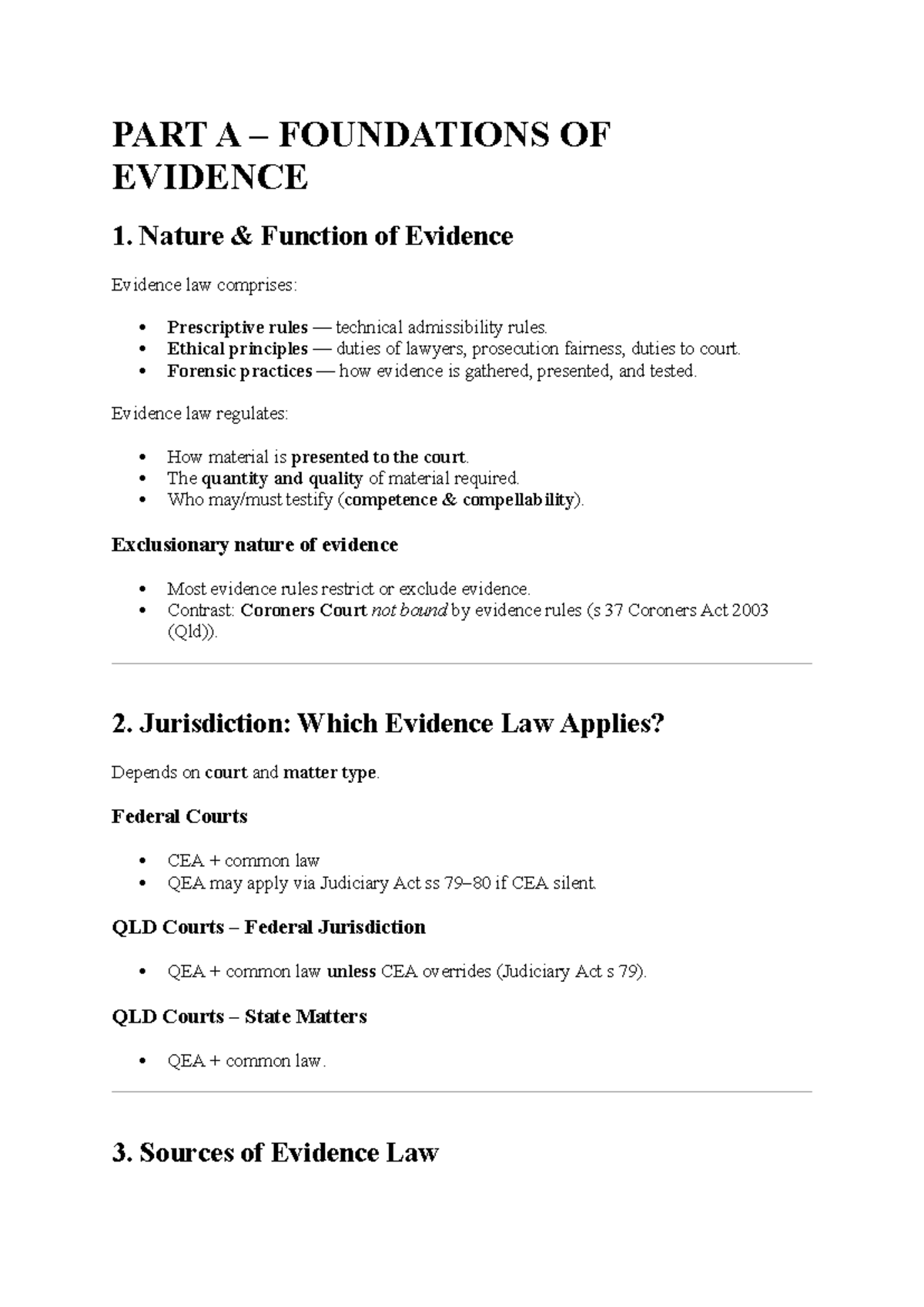 Foundations of Evidence: Week 1 Notes (LAW 101) - Studocu
