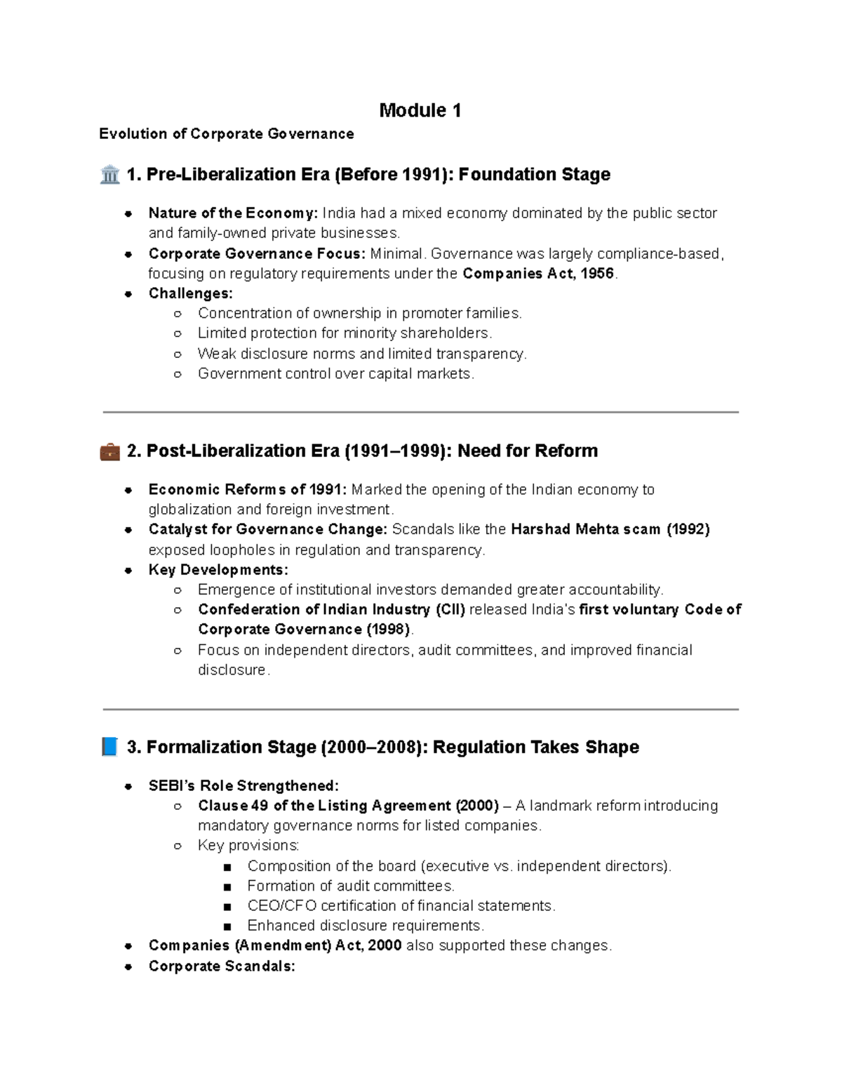 Corporate Governance Evolution: Insights from Module 1 (CG101) - Studocu