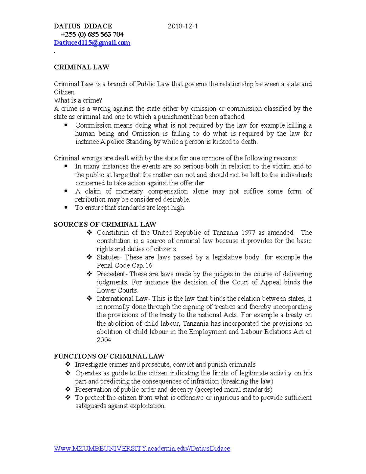 Criminal Law Overview: Key Concepts and Principles (LAW 101) - Studocu