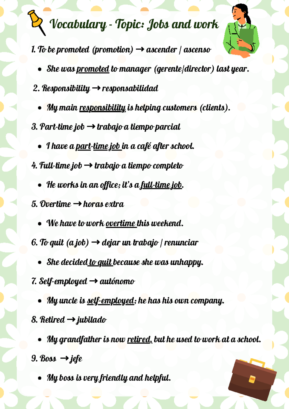 Vocabulary: Jobs and Work - Key Terms and Definitions - Studocu