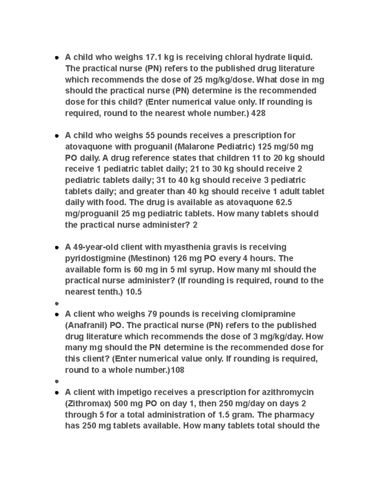 Dosage Calculation Practice Questions for Nursing (NURS 202) - Studocu