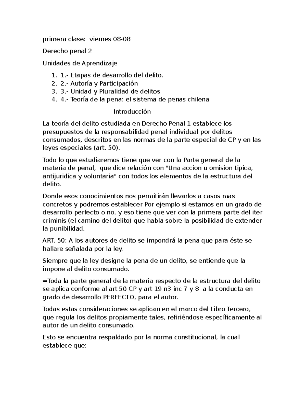Derecho Penal II: Clases y Teoría del Delito - Unidades de Aprendizaje ...