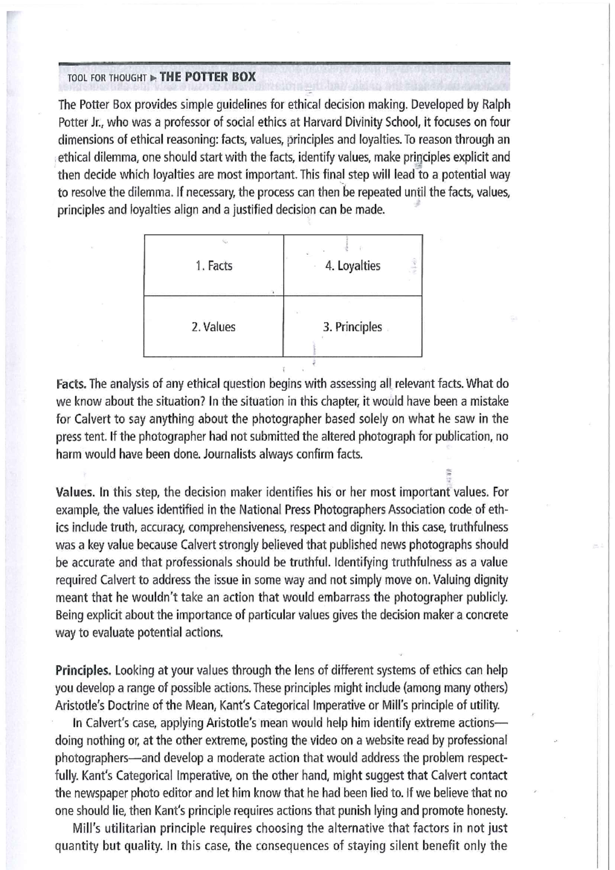 Peck & Reel Potter Box: Understanding Ethical Decision-Making - Studocu