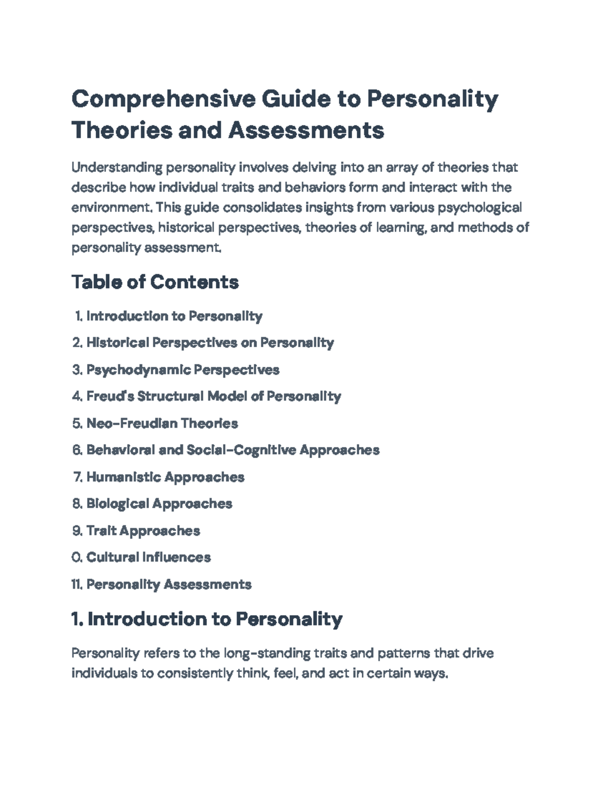 Comprehensive Guide to Personality Theories and Assessments ...