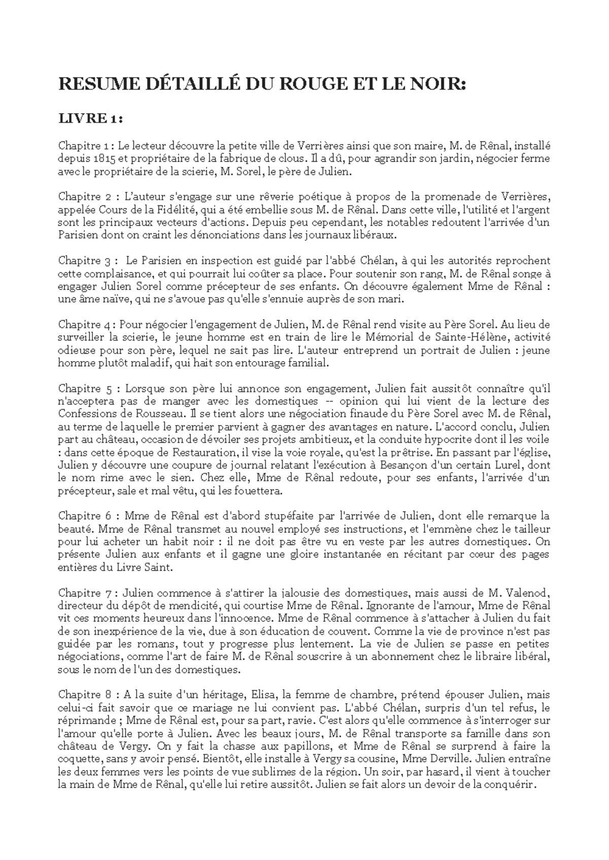 Texte 5 Le Rouge et le Noir chap 4 - TEXTE 5: Le Rouge et le Noir ...