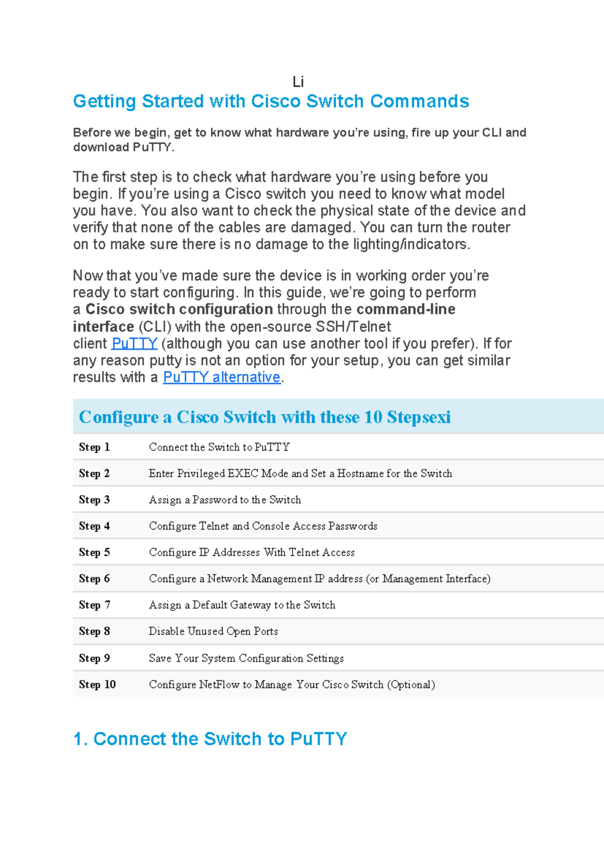 Cisco Switch Configuration Guide: Commands & Steps Explained - Studocu
