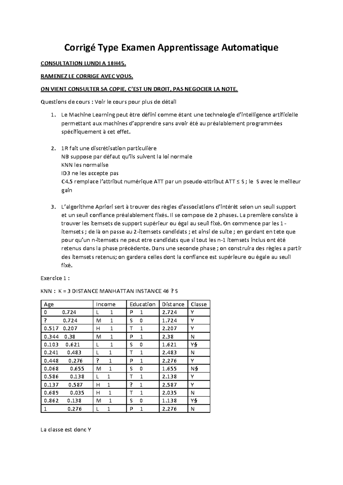 Corrigé Examen Apprentissage Automatique - Consultation Lundi 10H45 ...