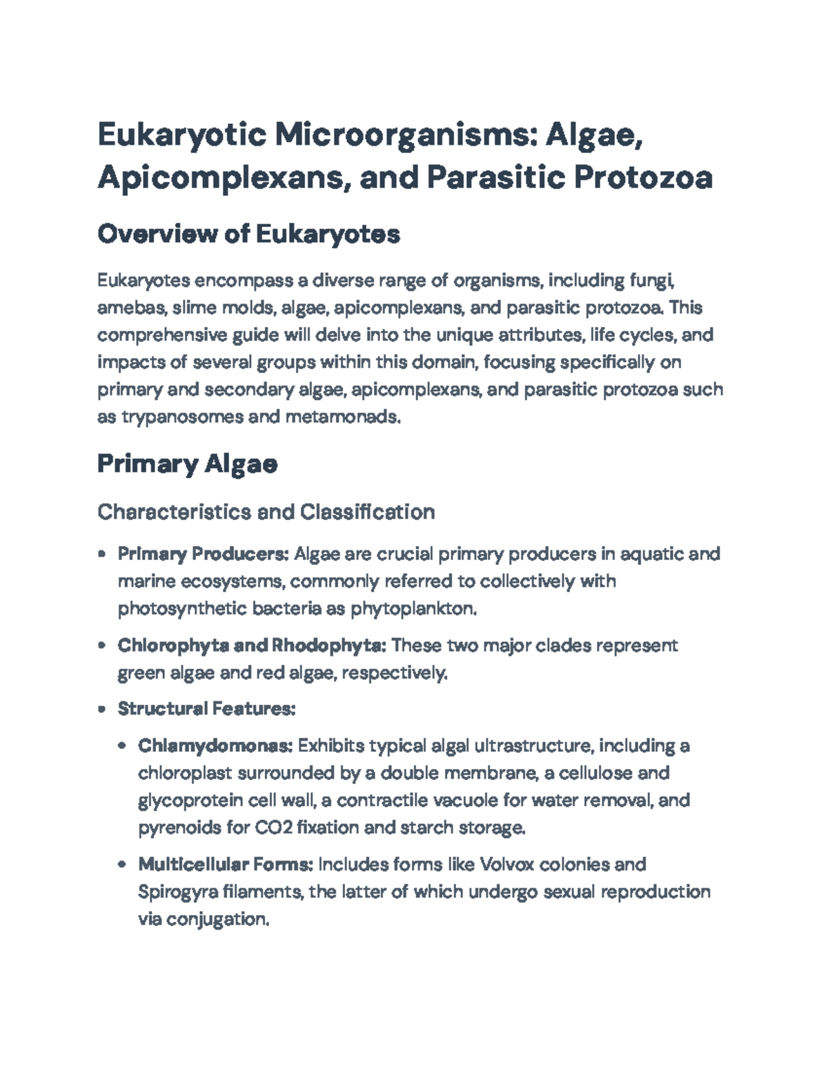Eukaryotic Microorganisms: Algae, Apicomplexans, and Protozoa Overview ...