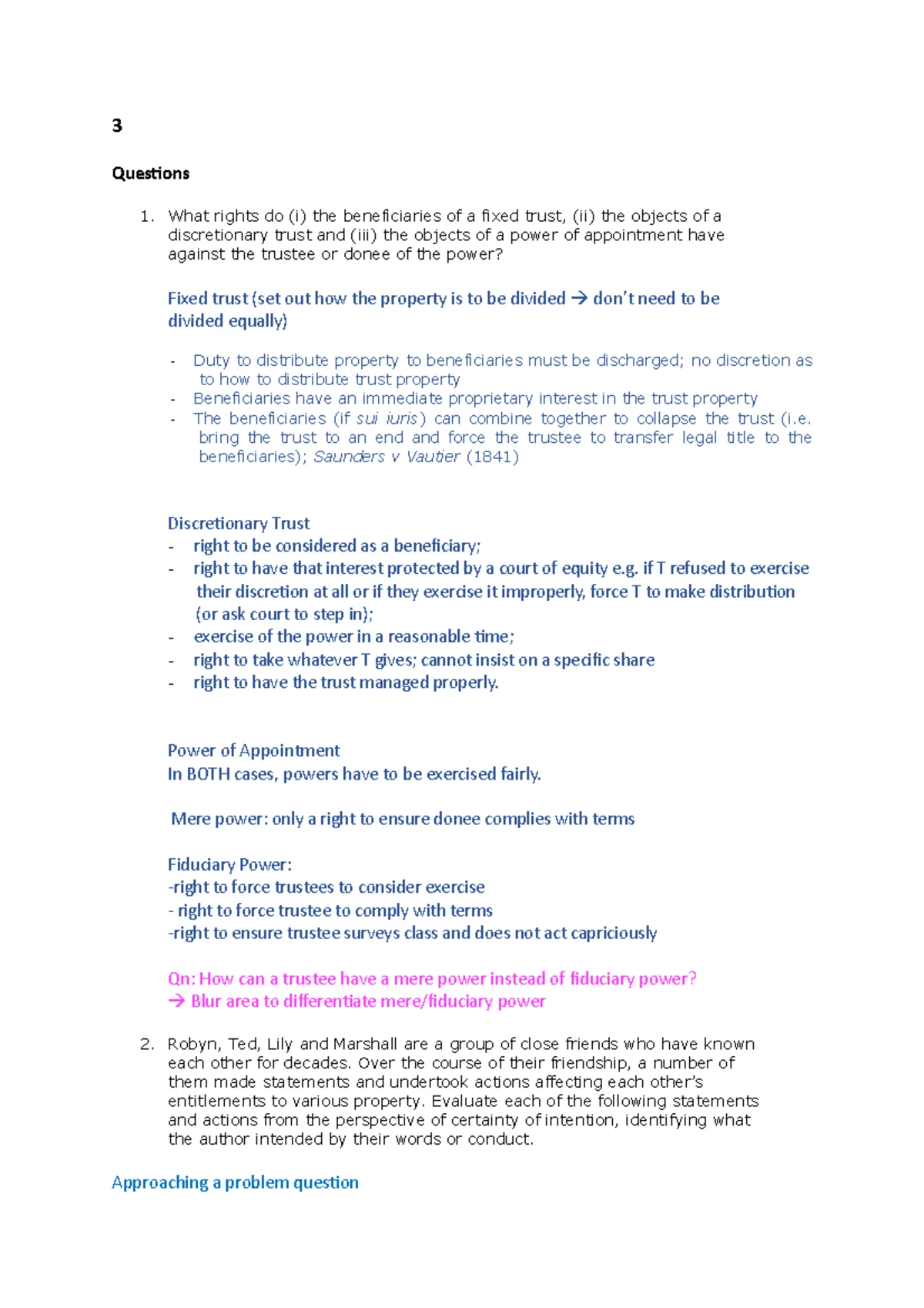 Law of Trusts - Lecture 1: Three Certainties in Trust Validity - Studocu