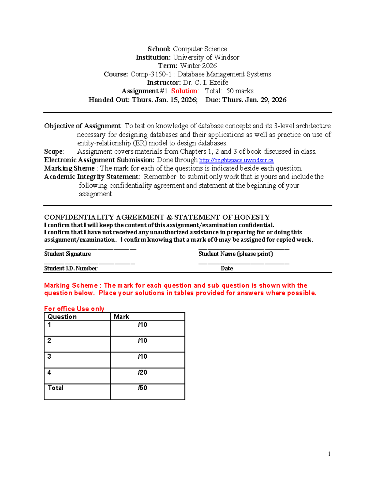 Database Management Systems (CS 1234) Assignment 1 Solution - Winter ...