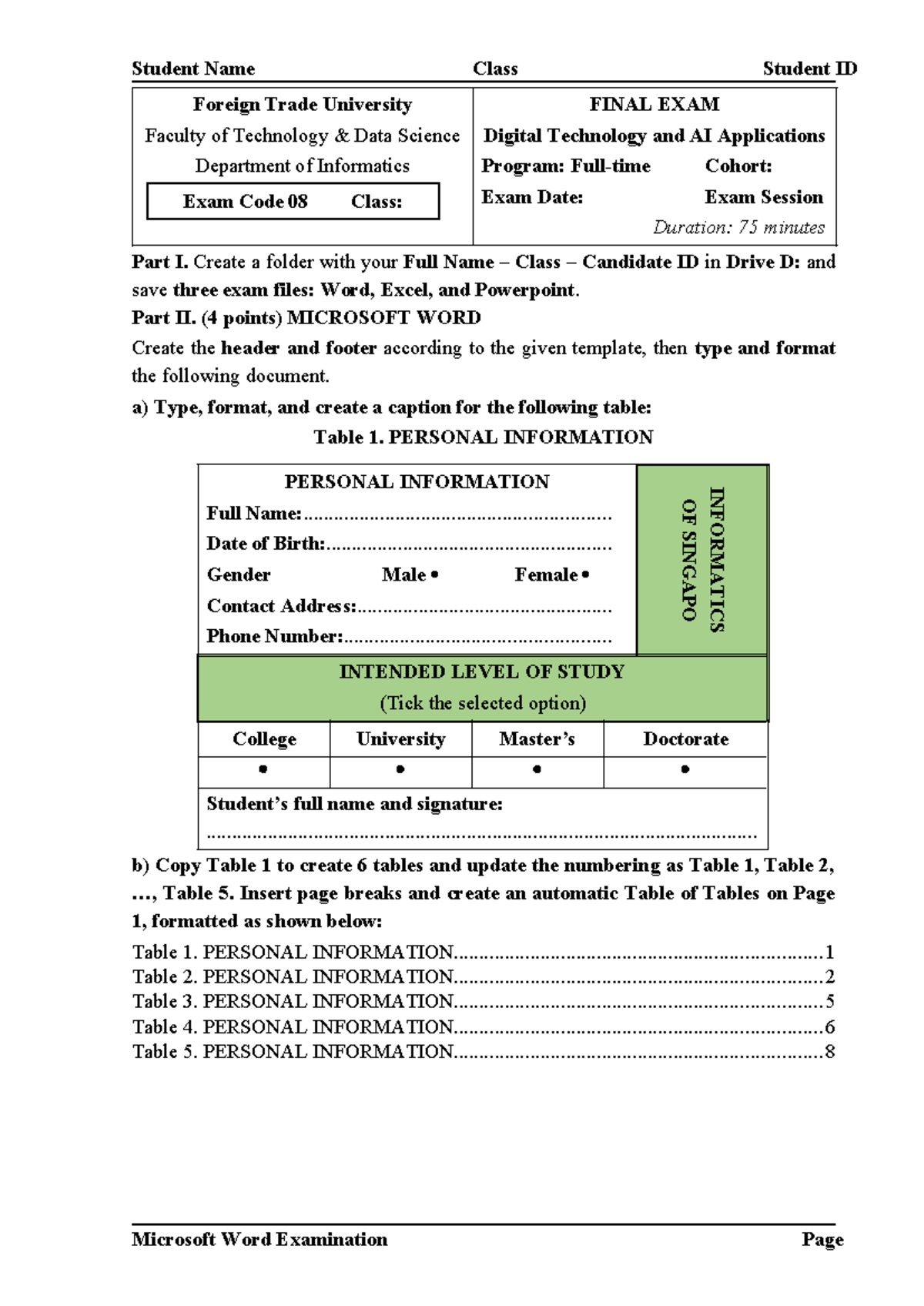 Data Science 08 Final Exam: Microsoft Word Sample Document - Studocu
