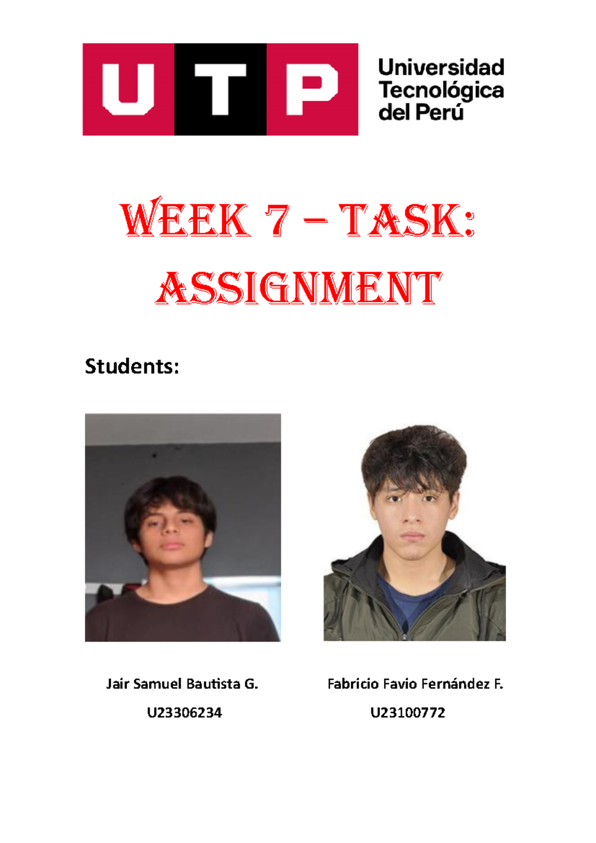 TASK 7 - Participacion EN Clase - WEEk 7 – TASk: ASSignmEnT Students ...