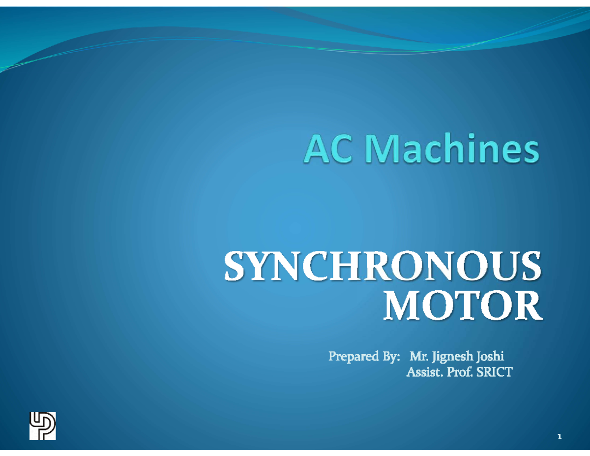 AC Machines: Synchronous Motor Overview and Starting Methods - Studocu