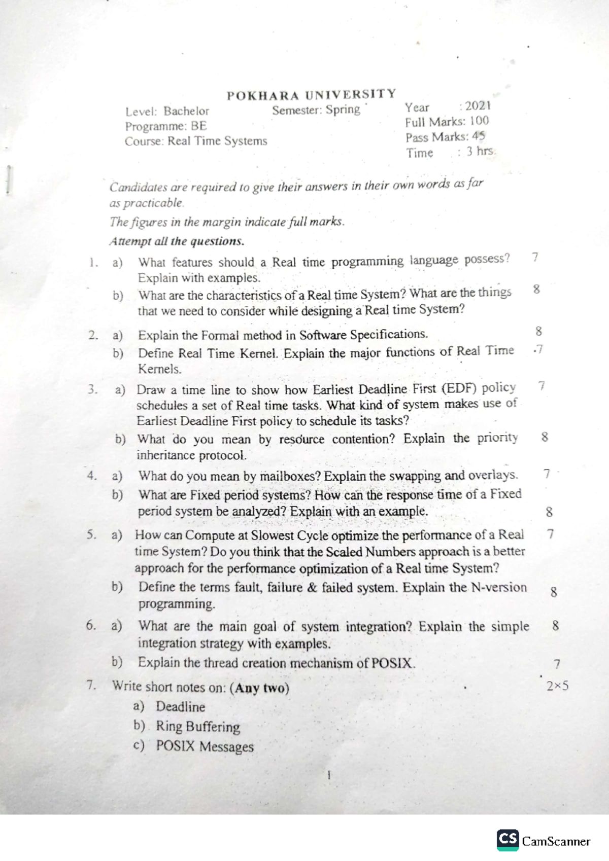 RTS Past Papers - Comprehensive Guide to Real Time System Exams - Studocu