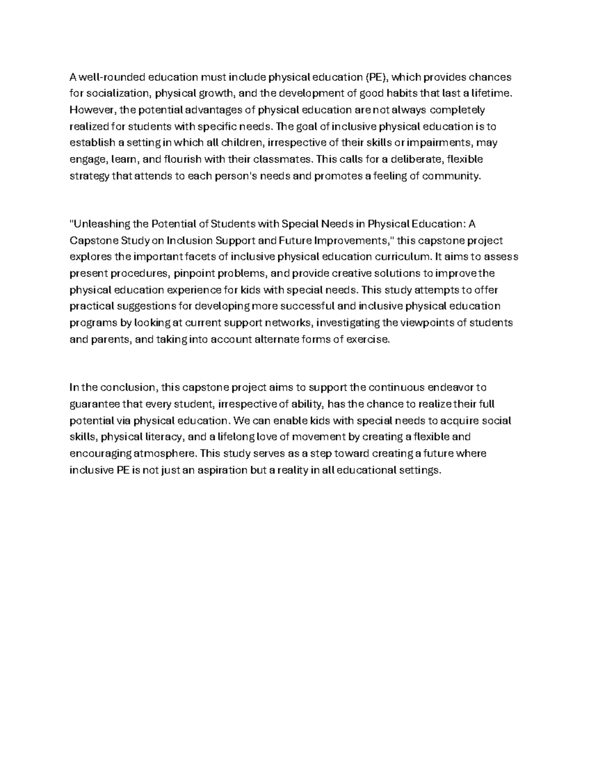 Inclusive Physical Education for Students with Special Needs: A ...